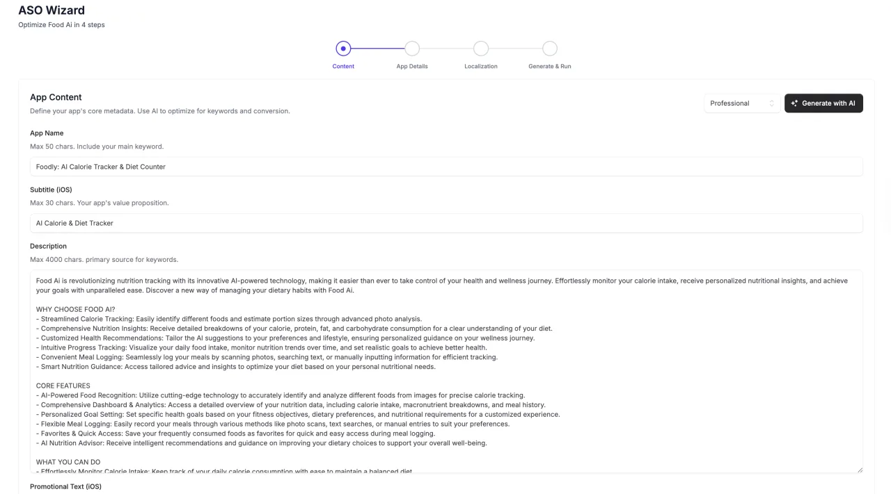ASO Studio workspace preview in SmartLinks
